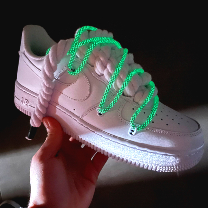 Custom AF1 'Big Laces Grau - Glow'