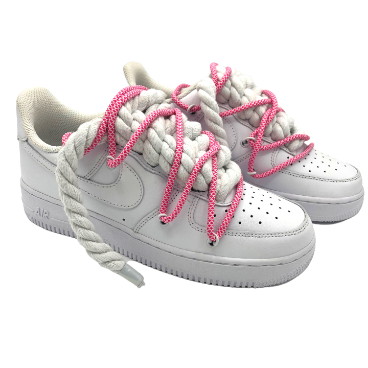Custom AF1 'Big Laces Weiß/Pink