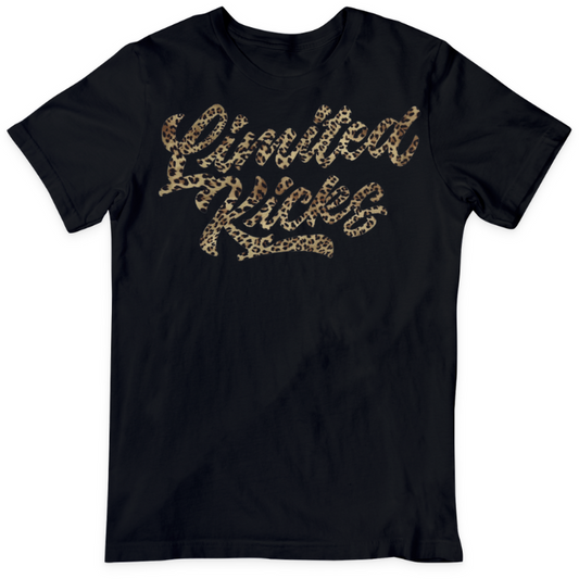 T-Shirt Schwarz Leoparden Schriftzug