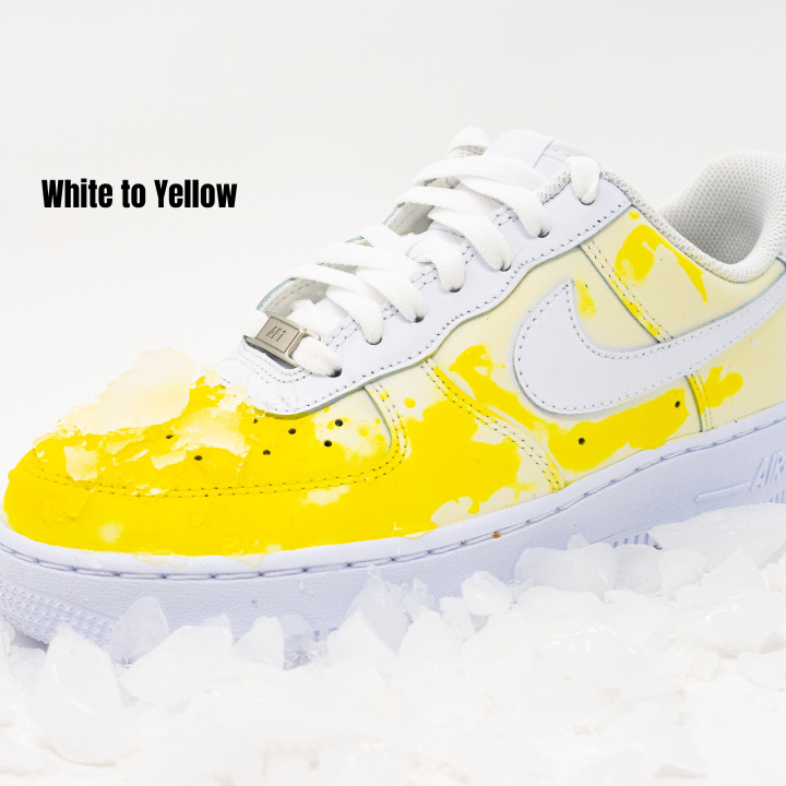 Custom AF1 'Frozen Kickz - White to Yellow'