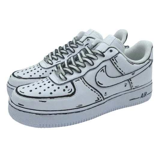 Custom AF1 'Cartoon Schwarz/Weiß'